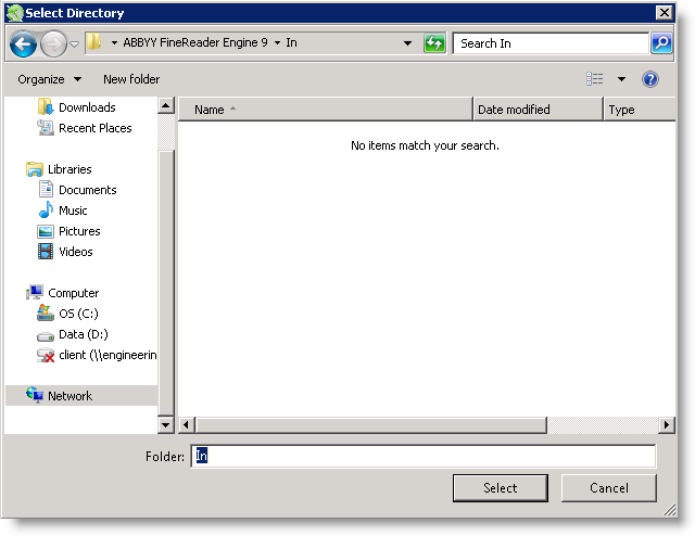 Select Directory venster (2011-4 release)