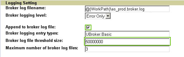 Progress AppServer Logging Settings